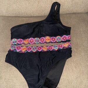 Vibrant Geometric Trim Swimsuit
